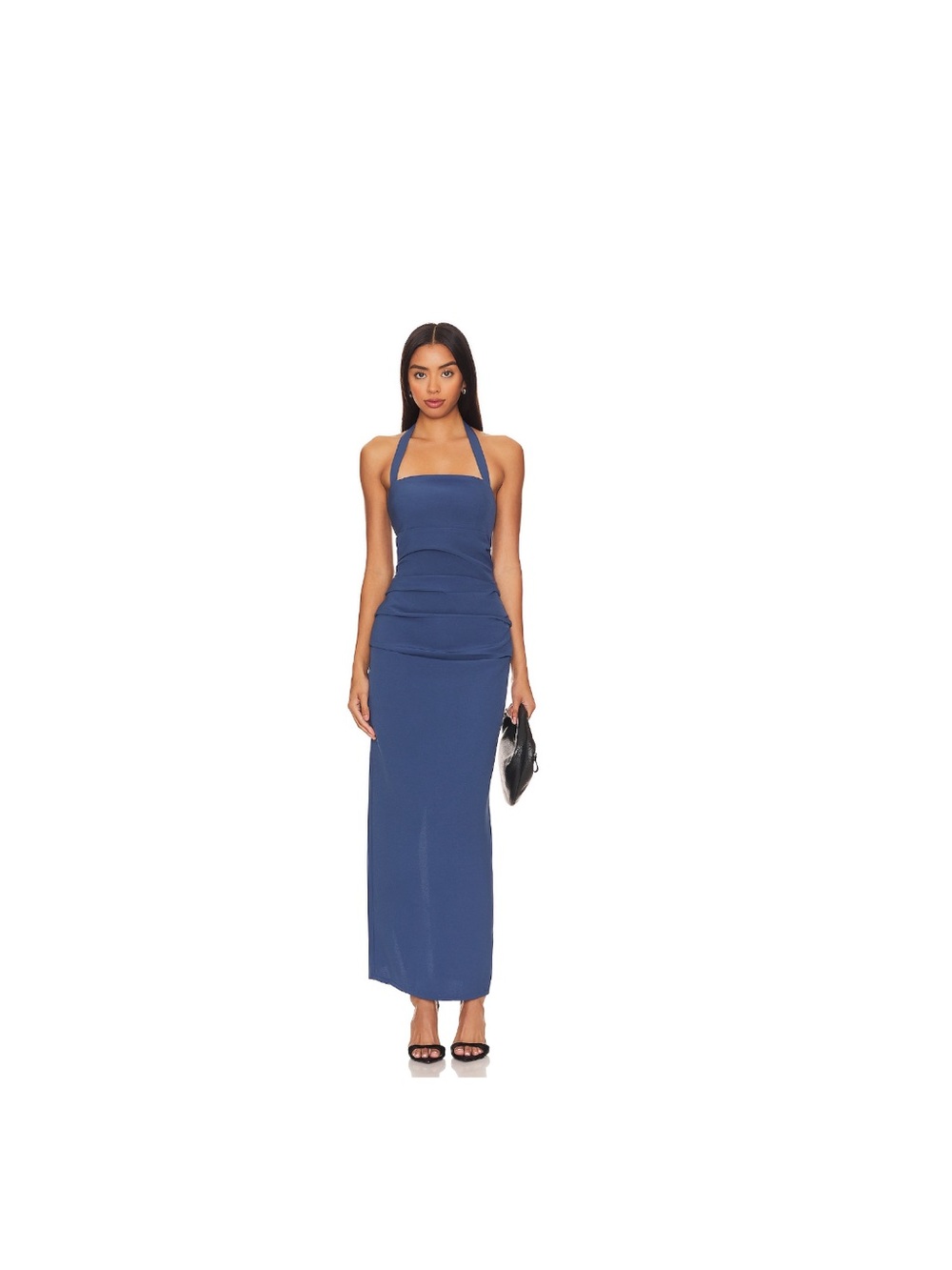 Lioness 1999 Navy Halter Ruched Maxi Dress
